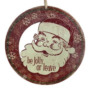 Primitives by Kathy Red and Cream Santa Ornament/Door Hanger